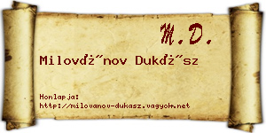 Milovánov Dukász névjegykártya